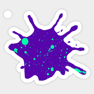 Deep Purple and Neon Green Paint Splatter Sticker